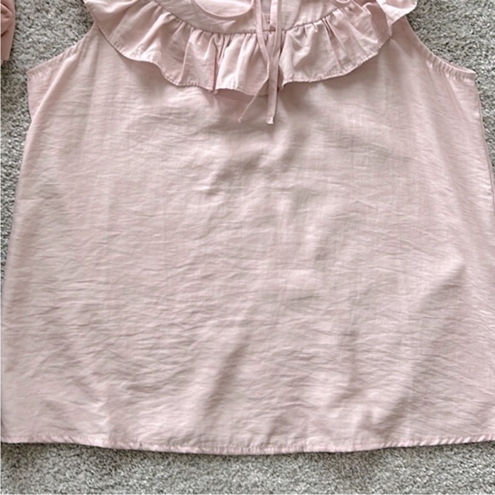 Pink Sleeveless Ruffle Front Blouse - Picture 4 of 10